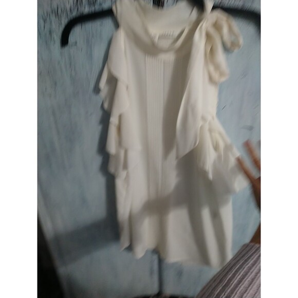 Veronica Beard  Silk Side Bow Tie Ruffled Cream Blouse Size 2 - Picture 4 of 8